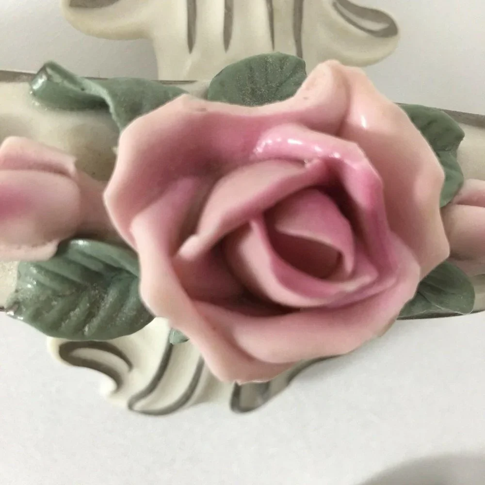 Set‎ of 2 DRESDEN Candle Holders Double Arm Pink
